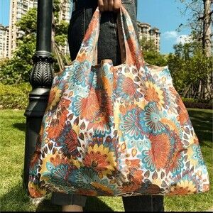 PEACOCK tote folding compact shopping bag